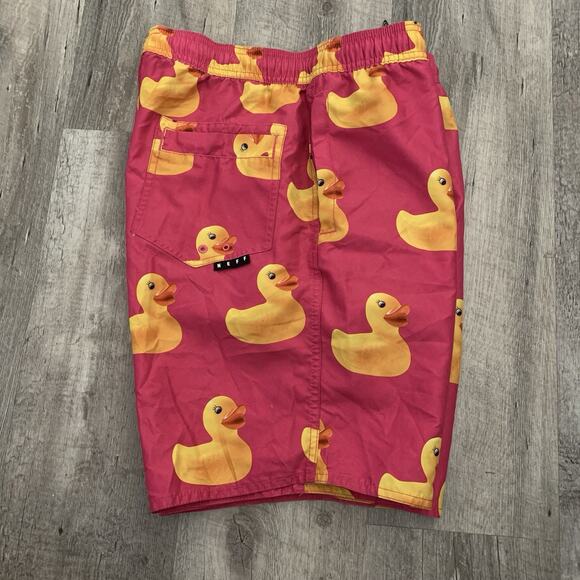 Neff Shorts Mens Medium Rubber Ducky Blue Drawstring Elastic Waist Pockets - Picture 5 of 6